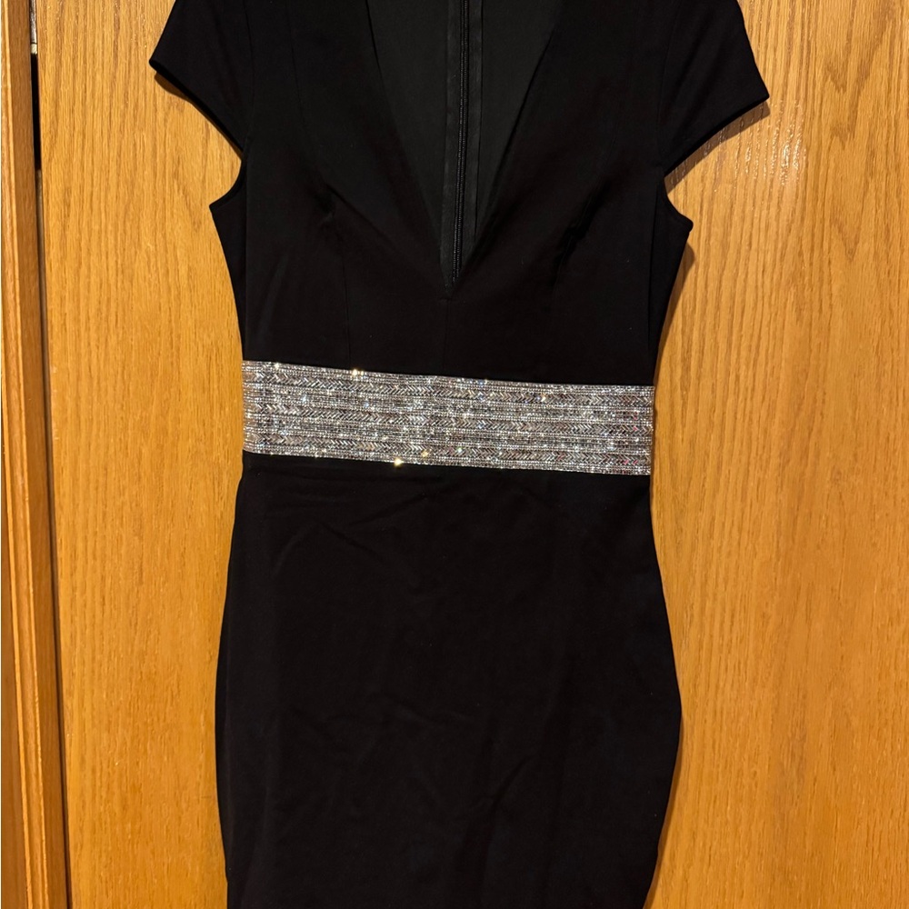 Like NEw -  Black Mini Dress with Silver built in belt
